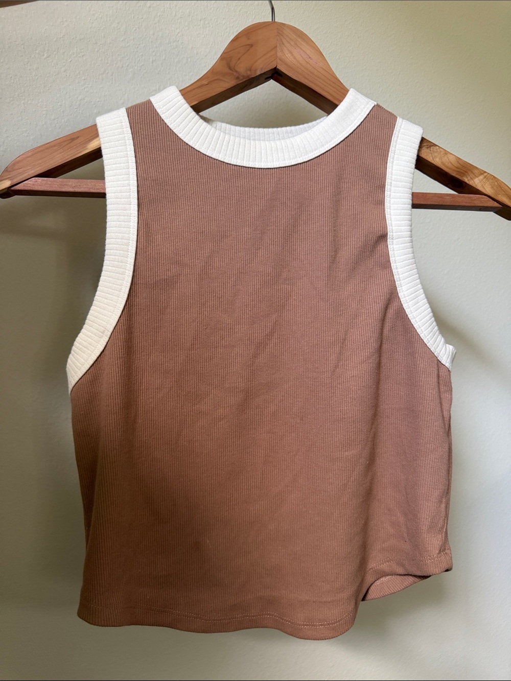 wild fable Brown Tank Top with White Trim